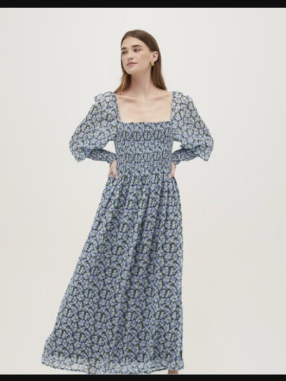 Hill House Home The Grace Maxi Nap Dress Pansy Blue Multi Georgette $248.00